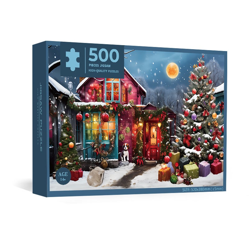 Christmas Series White Card Puzzle 52*38Cm 500 Piece Puzzle Paper Toy Source Manufacturer Spot Puzzle - Image 2